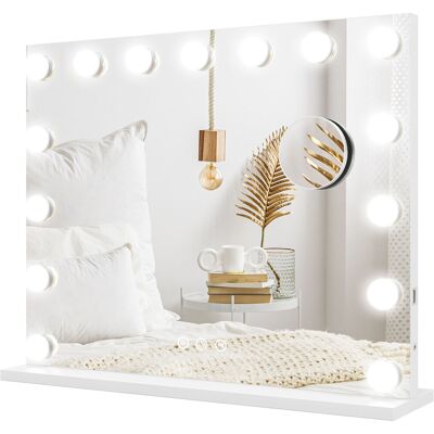 Homcom Espejo de Maquillaje LED, 3 modos de luz, regulable, control táctil, USB, 58x48cm, Blanco Homcom Espejo de Maquillaje LED, 3 modos de luz, regulable, control táctil, USB, 58x48cm, Blanco