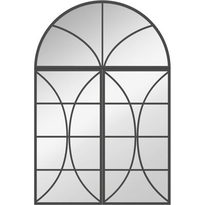 Homcom Espejo mural arqueado 80 x 120 cm, juego de 3 piezas, espejo tipo ventana, vidrio templado y metal, negro Homcom Espejo mural arqueado 80 x 120 cm, juego de 3 piezas, espejo tipo ventana, vidrio templado y metal, negro
