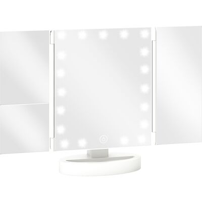 Homcom Espejo Maquillaje con Luz Aumento 1X/2X/3X Rotación Libre de 180° 21 Luces LED Interruptor Táctil Blanco Homcom Espejo Maquillaje con Luz Aumento 1X/2X/3X Rotación Libre de 180° 21 Luces LED Interruptor Táctil Blanco