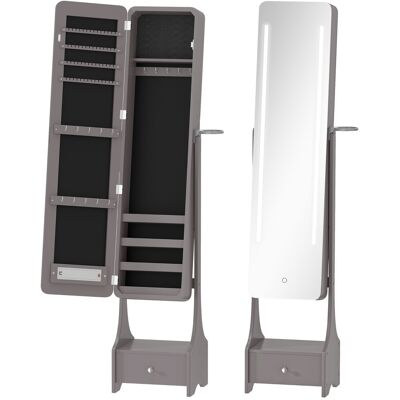 Homcom Espejo Joyero con Luces LED Armario Joyero con Espejo Entero de Ángulo Ajustable Cajón Luces Apagado Automático Gris Homcom Espejo Joyero con Luces LED Armario Joyero con Espejo Entero de Ángulo Ajustable Cajón Luces Apagado Automático Gris