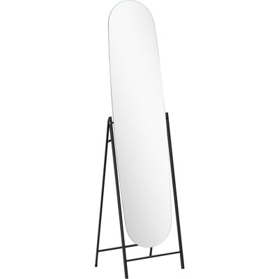 Homcom Espejo de Cuerpo Entero Arqueado 160x40 cm sin Marco Soporte de Metal Espejo de Pie o Apoyado en la Pared Negro Homcom Espejo de Cuerpo Entero Arqueado 160x40 cm sin Marco Soporte de Metal Espejo de Pie o Apoyado en la Pared Negro