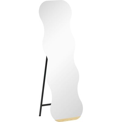 Homcom Espejo de Pie Cuerpo Entero sin Marco Espejo de Pie Forma Ondulada con Soporte y Base de Madera 50x2,7x160 cm Negro Homcom Espejo de Pie Cuerpo Entero sin Marco Espejo de Pie Forma Ondulada con Soporte y Base de Madera 50x2,7x160 cm Negro
