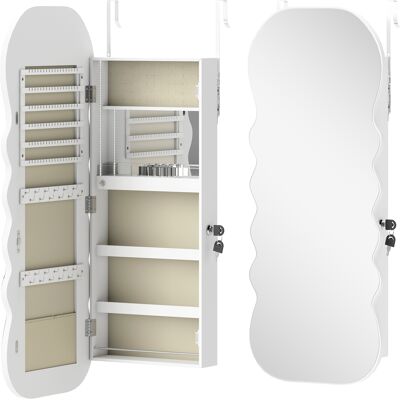 Homcom Espejo Joyero con Luz LED Montado en la Pared o en la Puerta con Cerradura Espejo Entero Blanco Homcom Espejo Joyero con Luz LED Montado en la Pared o en la Puerta con Cerradura Espejo Entero Blanco