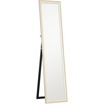 Homcom Espejo de Cuerpo Entero Espejo de Pie o de Pared con Marco de MDF y Soporte 157x37 cm Blanco y Natural Aosom España Homcom Espejo de Cuerpo Entero Espejo de Pie o de Pared con Marco de MDF y Soporte 157x37 cm Blanco y Natural Aosom España