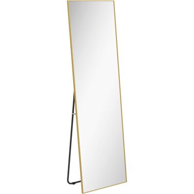 Homcom Espejo de Pie Cuerpo Entero de Aleación de Aluminio Espejo de Pared con 2 Formas de Uso Rectangular 50x161,5x2 cm Dorado Homcom Espejo de Pie Cuerpo Entero de Aleación de Aluminio Espejo de Pared con 2 Formas de Uso Rectangular 50x161,5x2 cm Dorado