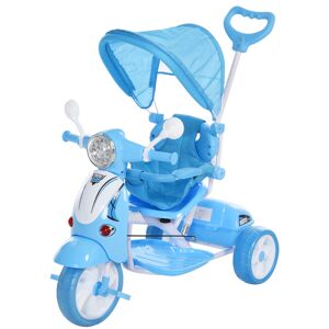 Homcom Triciclo para Niños de +18 Meses Triciclo Evolutivo Infantil con Capota Extraíble Giratorio Barra de Seguridad 102x48x96 cm Azul AOSOM ES