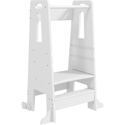 AIYAPLAY Torre de Aprendizaje para Niños con Pedal Altura Ajustable en 3 Niveles y Barrera de Seguridad 45x47,5x91 cm Blanco AIYAPLAY Torre de Aprendizaje para Niños con Pedal Altura Ajustable en 3 Niveles y Barrera de Seguridad 45x47,5x91 cm Blanco