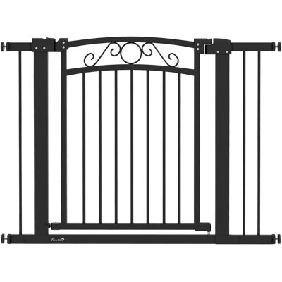 PawHut Puerta para Perros con Ancho Ajustable 76-104 cm con 2 Extensiones y Doble Bloqueo Negro PawHut Puerta para Perros con Ancho Ajustable 76-104 cm con 2 Extensiones y Doble Bloqueo Negro