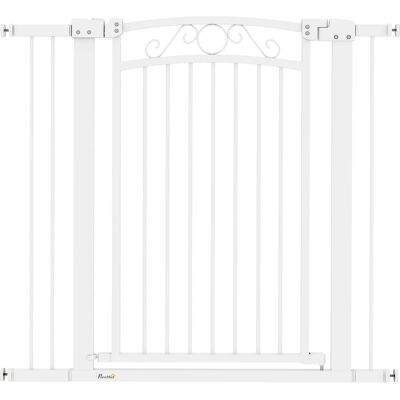 PawHut Puerta para Perros con Ancho Ajustable 76-104 cm Barrera de Seguridad con 2 Extensiones y Doble Bloqueo Blanco PawHut Puerta para Perros con Ancho Ajustable 76-104 cm Barrera de Seguridad con 2 Extensiones y Doble Bloqueo Blanco