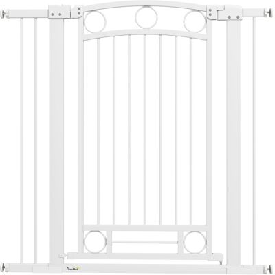 PawHut Puerta para Perros con Ancho Ajustable 76-104 cm Barrera de Seguridad para Perros con 2 Extensiones Blanco Aosom España PawHut Puerta para Perros con Ancho Ajustable 76-104 cm Barrera de Seguridad para Perros con 2 Extensiones Blanco Aosom España