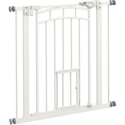 PawHut Barrera de Seguridad para Perros 74-80 cm con Montaje a Presión Doble Bloqueo Extensión para Puerta Escalera Blanco PawHut Barrera de Seguridad para Perros 74-80 cm con Montaje a Presión Doble Bloqueo Extensión para Puerta Escalera Blanco