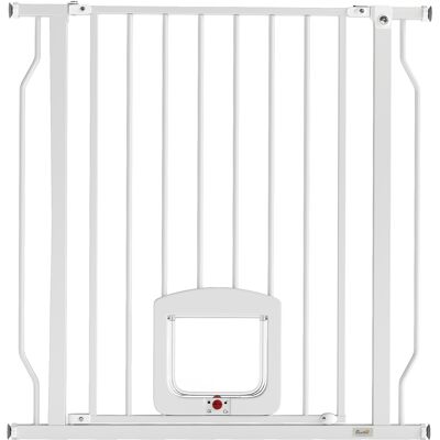 PawHut Barrera de Seguridad para Perros con Puerta Pequeña para Escaleras y Puertas 75-85 cm con Doble Bloqueo Blanco PawHut Barrera de Seguridad para Perros con Puerta Pequeña para Escaleras y Puertas 75-85 cm con Doble Bloqueo Blanco