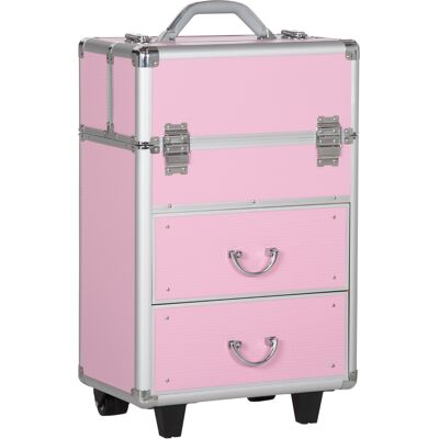 Homcom Maleta de Maquillaje Profesional Estuche para Cosmética con 6 Cajones Extensibles y Cierre Llave 36x23x58cm Rosa Homcom Maleta de Maquillaje Profesional Estuche para Cosmética con 6 Cajones Extensibles y Cierre Llave 36x23x58cm Rosa