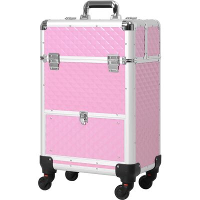 Homcom Maletín de Maquillaje Profesional con Cajón Maleta de Maquillaje con Ruedas para Viaje Trabajo 34x25x62 cm Rosa Aosom España Homcom Maletín de Maquillaje Profesional con Cajón Maleta de Maquillaje con Ruedas para Viaje Trabajo 34x25x62 cm Rosa Aosom España