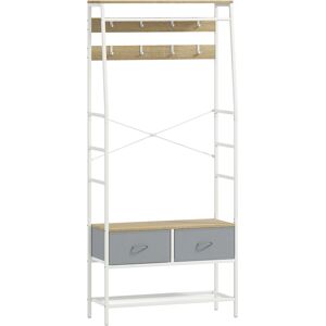 Homcom Perchero Zapatero con Zapatero Ganchos Cajones Barra y Eatante para Entrada Pasillo Salón 80x30x180,5 cm Natural Homcom Perchero Zapatero con Zapatero Ganchos Cajones Barra y Eatante para Entrada Pasillo Salón 80x30x180,5 cm Natural