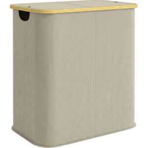 Homcom Cesto de ropa doble plegable 80 L cubo de ropa sucia con tapa, asas ranuradas, beige Aosom España Homcom Cesto de ropa doble plegable 80 L cubo de ropa sucia con tapa, asas ranuradas, beige Aosom España