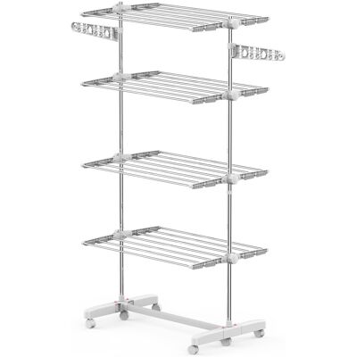 Homcom Tendedero de Ropa tipo Colgador Móvil Blanco y Acero Inoxidable (80-142)x55x178 cm Aosom España Homcom Tendedero de Ropa tipo Colgador Móvil Blanco y Acero Inoxidable (80-142)x55x178 cm Aosom España