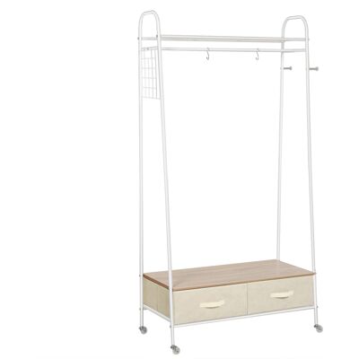 Homcom Perchero Metálico con Ruedas Colgador con Riel Estantes Cajones para Organizar Ropa Bolsos Zapatos para Hogar Vestidor Pasillo Aosom España Homcom Perchero Metálico con Ruedas Colgador con Riel Estantes Cajones para Organizar Ropa Bolsos Zapatos para Hogar Vestidor Pasillo Aosom España