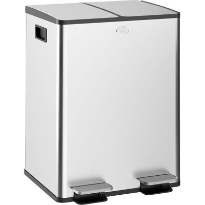 HOMCOM 2x20L Pedal Bin de Acero Inoxidable Papelera HOMCOM 2x20L Pedal Bin de Acero Inoxidable Papelera