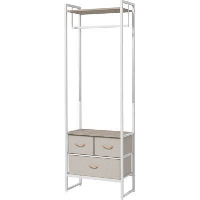 Homcom Perchero para Ropa Perchero Recibidor con 3 Cajones de Tela y Estante de Almacenamiento 58,5x30x178 cm Natural Aosom España Homcom Perchero para Ropa Perchero Recibidor con 3 Cajones de Tela y Estante de Almacenamiento 58,5x30x178 cm Natural Aosom España