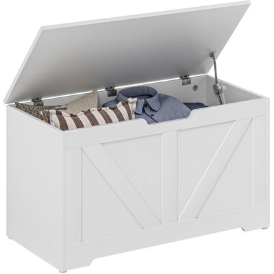 Homcom Baúl de Almacenaje para Dormitorio 100 L Puff de Almacenaje con Tapa Bisagra de Seguridad 80x40x45 cm Blanco Homcom Baúl de Almacenaje para Dormitorio 100 L Puff de Almacenaje con Tapa Bisagra de Seguridad 80x40x45 cm Blanco