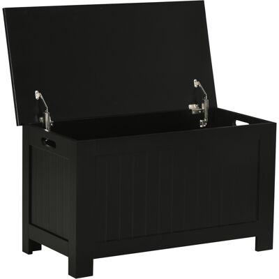 Homcom Baúl de Almacenaje con Tapa Baúl de Almacenaje Versátil con Bisagra de Seguridad para Pasillo Salón 81x40x46 cm Negro Homcom Baúl de Almacenaje con Tapa Baúl de Almacenaje Versátil con Bisagra de Seguridad para Pasillo Salón 81x40x46 cm Negro