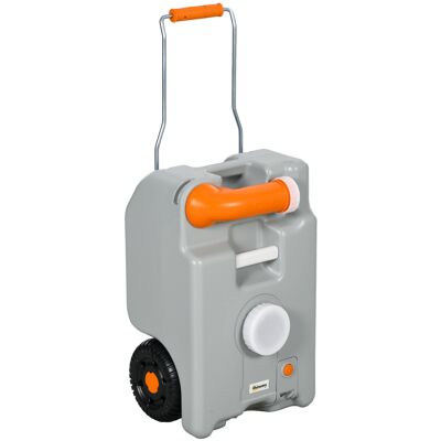 Outsunny Tanque de Agua con Ruedas para Camping Bidón de Agua 22 L con Pico de Drenaje Giratorio Asa Plegable 33x26x53 cm Gris Aosom España Outsunny Tanque de Agua con Ruedas para Camping Bidón de Agua 22 L con Pico de Drenaje Giratorio Asa Plegable 33x26x53 cm Gris Aosom España