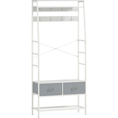 Homcom Perchero Zapatero con Zapatero Ganchos Cajones Barra y Eatante para Entrada Pasillo Salón 80x30x180,5 cm Blanco Homcom Perchero Zapatero con Zapatero Ganchos Cajones Barra y Eatante para Entrada Pasillo Salón 80x30x180,5 cm Blanco