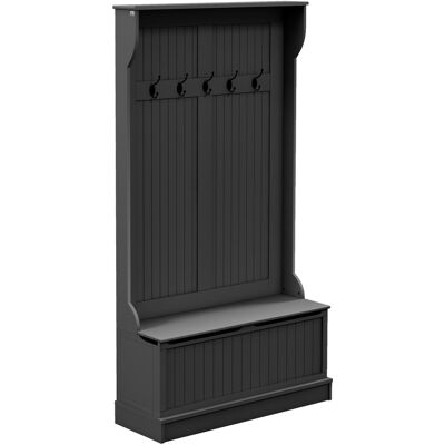 Homcom Perchero Zapatero con Banco de Almacenamiento y 5 Ganchos Estilo Moderno 96x34x179,7 cm Negro Aosom España Homcom Perchero Zapatero con Banco de Almacenamiento y 5 Ganchos Estilo Moderno 96x34x179,7 cm Negro Aosom España