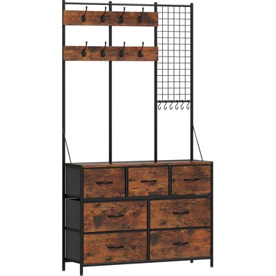 Homcom Perchero Zapatero con Zapatero Ganchos Cajones y Eatante para Entrada Pasillo Salón 100x30x183 cm Marrón Rústico Homcom Perchero Zapatero con Zapatero Ganchos Cajones y Eatante para Entrada Pasillo Salón 100x30x183 cm Marrón Rústico
