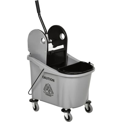 Homcom Cubo de Fregona con Ruedas 36L Carro de Limpieza con Escurridor de Presión y 2 Cubetas Separadas 54x41x91,5cm Gris Aosom España Homcom Cubo de Fregona con Ruedas 36L Carro de Limpieza con Escurridor de Presión y 2 Cubetas Separadas 54x41x91,5cm Gris Aosom España