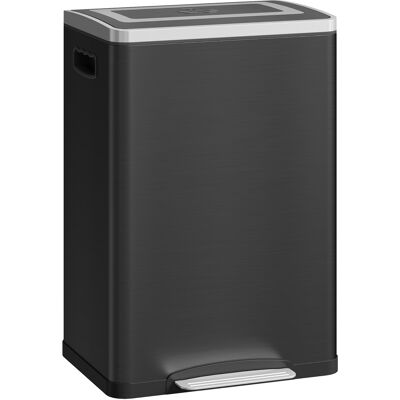 Homcom Cubo de basura de cocina 2 compartimentos de 2 x 20L, cubo con pedal, tapa de cierre suave 40 x 34,8 x 59 cm negro Homcom Cubo de basura de cocina 2 compartimentos de 2 x 20L, cubo con pedal, tapa de cierre suave 40 x 34,8 x 59 cm negro