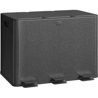Homcom Cubo de basura de cocina, cubo de reciclaje, 3 compartimentos de 20L, cubos interiores extraíbles, 61,9x36,6x56,7cm, negro Homcom Cubo de basura de cocina, cubo de reciclaje, 3 compartimentos de 20L, cubos interiores extraíbles, 61,9x36,6x56,7cm, negro