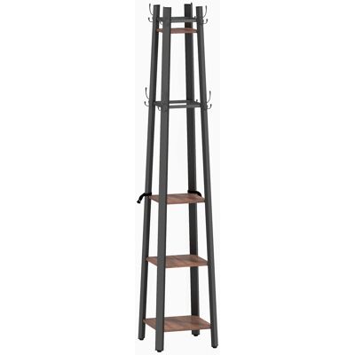 Homcom Perchero con 4 Estantes, Perchero Independiente, 8 Ganchos, 4 Estantes, Estilo Industrial, Metal, Tablero de Partículas, Marrón Aosom España Homcom Perchero con 4 Estantes, Perchero Independiente, 8 Ganchos, 4 Estantes, Estilo Industrial, Metal, Tablero de Partículas, Marrón Aosom España