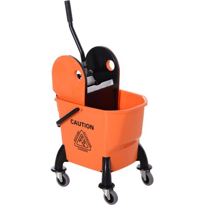 Carro de limpieza HOMCOM 26L con escurridor - Naranja Carro de limpieza HOMCOM 26L con escurridor - Naranja