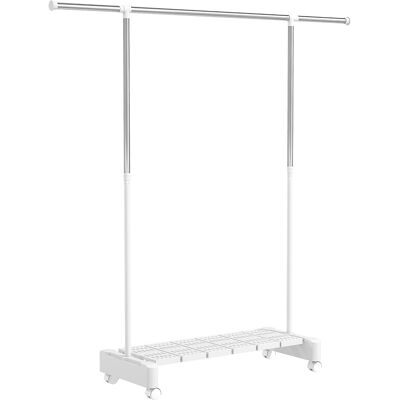 Homcom Tendedero extensible con ruedas y estante para zapatos, estructura inox — Blanco Homcom Tendedero extensible con ruedas y estante para zapatos, estructura inox — Blanco