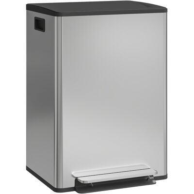 Homcom Papelera doble 2 x 30 L con pedal, cierre suave, 47,5×37,5×67 cm, plateado Homcom Papelera doble 2 x 30 L con pedal, cierre suave, 47,5×37,5×67 cm, plateado