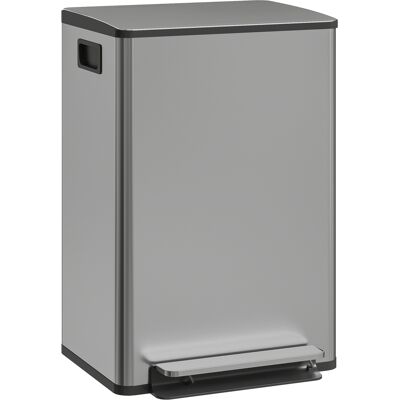 Homcom Papelera de cocina 50 L con pedal y cierre suave, cubo extraíble, 41,7 x 36,6 x 62 cm, plateado Homcom Papelera de cocina 50 L con pedal y cierre suave, cubo extraíble, 41,7 x 36,6 x 62 cm, plateado