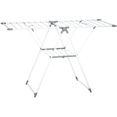Homcom Tendedero de 2 Niveles regulable en 4 alturas, en Metal y Plástico, 156,5x61,5x97 cm, Blanco Aosom España Homcom Tendedero de 2 Niveles regulable en 4 alturas, en Metal y Plástico, 156,5x61,5x97 cm, Blanco Aosom España
