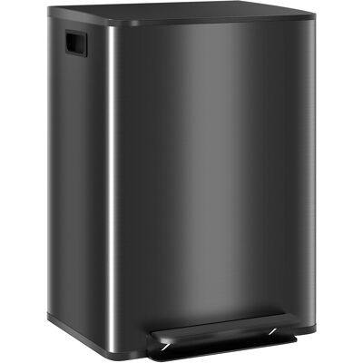 Homcom Cubo de cocina 2 compartimentos de 2 x 30L, acero inoxidable, tapa con cierre suave, 47,7x37,5x66,8cm, negro Homcom Cubo de cocina 2 compartimentos de 2 x 30L, acero inoxidable, tapa con cierre suave, 47,7x37,5x66,8cm, negro