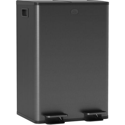 Homcom Cubo de cocina 2 compartimentos de 2 x 28 L, acero inoxidable, tapa de cierre suave, 45,8x36x67,6 cm, negro Aosom España Homcom Cubo de cocina 2 compartimentos de 2 x 28 L, acero inoxidable, tapa de cierre suave, 45,8x36x67,6 cm, negro Aosom España