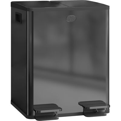 Homcom Cubo de cocina 2 compartimentos de 2 x 20 L, acero inoxidable, tapa con cierre suave, 45,8x36x51,6 cm, negro Aosom España Homcom Cubo de cocina 2 compartimentos de 2 x 20 L, acero inoxidable, tapa con cierre suave, 45,8x36x51,6 cm, negro Aosom España