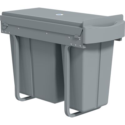 Homcom Papelera de cocina extraíble 30L con 2 compartimentos, papelera bajo fregadero con tapa esmerilada, 52x26x40,8cm, gris Aosom España Homcom Papelera de cocina extraíble 30L con 2 compartimentos, papelera bajo fregadero con tapa esmerilada, 52x26x40,8cm, gris Aosom España