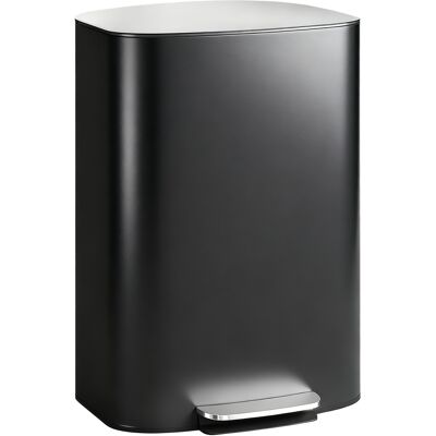Homcom Cubo de cocina 50 L con función de mantenerse abierto, tapa de cierre suave, pedal, negro Homcom Cubo de cocina 50 L con función de mantenerse abierto, tapa de cierre suave, pedal, negro