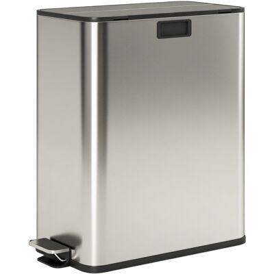 Homcom Cubo de cocina 2 x 28 L, cubo con pedal de acero inoxidable con tapa de cierre suave, cubos interiores extraíbles Homcom Cubo de cocina 2 x 28 L, cubo con pedal de acero inoxidable con tapa de cierre suave, cubos interiores extraíbles