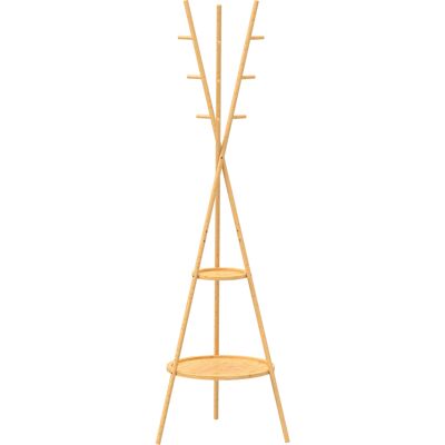 Homcom Perchero de Pie de Bambú Perchero para Ropa con 2 Estantes y 9 Ganchos Diseño Elegante 58,5x58,5x176 cm Natural Homcom Perchero de Pie de Bambú Perchero para Ropa con 2 Estantes y 9 Ganchos Diseño Elegante 58,5x58,5x176 cm Natural