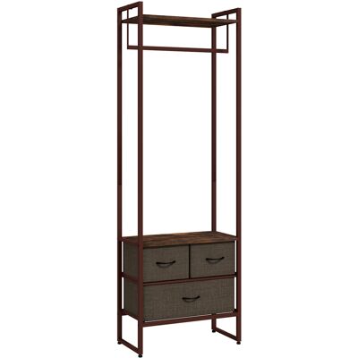 Homcom Perchero para Ropa Perchero Recibidor con 3 Cajones de Tela y Estante de Almacenamiento 58,5x30x178 cm Marrón Rústico Homcom Perchero para Ropa Perchero Recibidor con 3 Cajones de Tela y Estante de Almacenamiento 58,5x30x178 cm Marrón Rústico