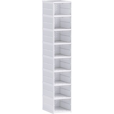 Homcom 8 Cajas para Zapatos Apilables y Plegable con Puertas Transparentes hasta Talla 43 No Requiere Montaje Blanco Homcom 8 Cajas para Zapatos Apilables y Plegable con Puertas Transparentes hasta Talla 43 No Requiere Montaje Blanco