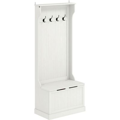 Homcom Perchero Zapatero con Banco de Almacenamiento 4 Ganchos Estilo Moderno 71,5x39,5x170 cm Blanco Homcom Perchero Zapatero con Banco de Almacenamiento 4 Ganchos Estilo Moderno 71,5x39,5x170 cm Blanco
