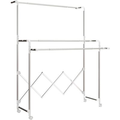 Homcom Tendedero Plegable de 3 Niveles Tendedero de Acero Inoxidable con 3 Barras Ajustables y Extensibles 4 Ruedas Plata Homcom Tendedero Plegable de 3 Niveles Tendedero de Acero Inoxidable con 3 Barras Ajustables y Extensibles 4 Ruedas Plata